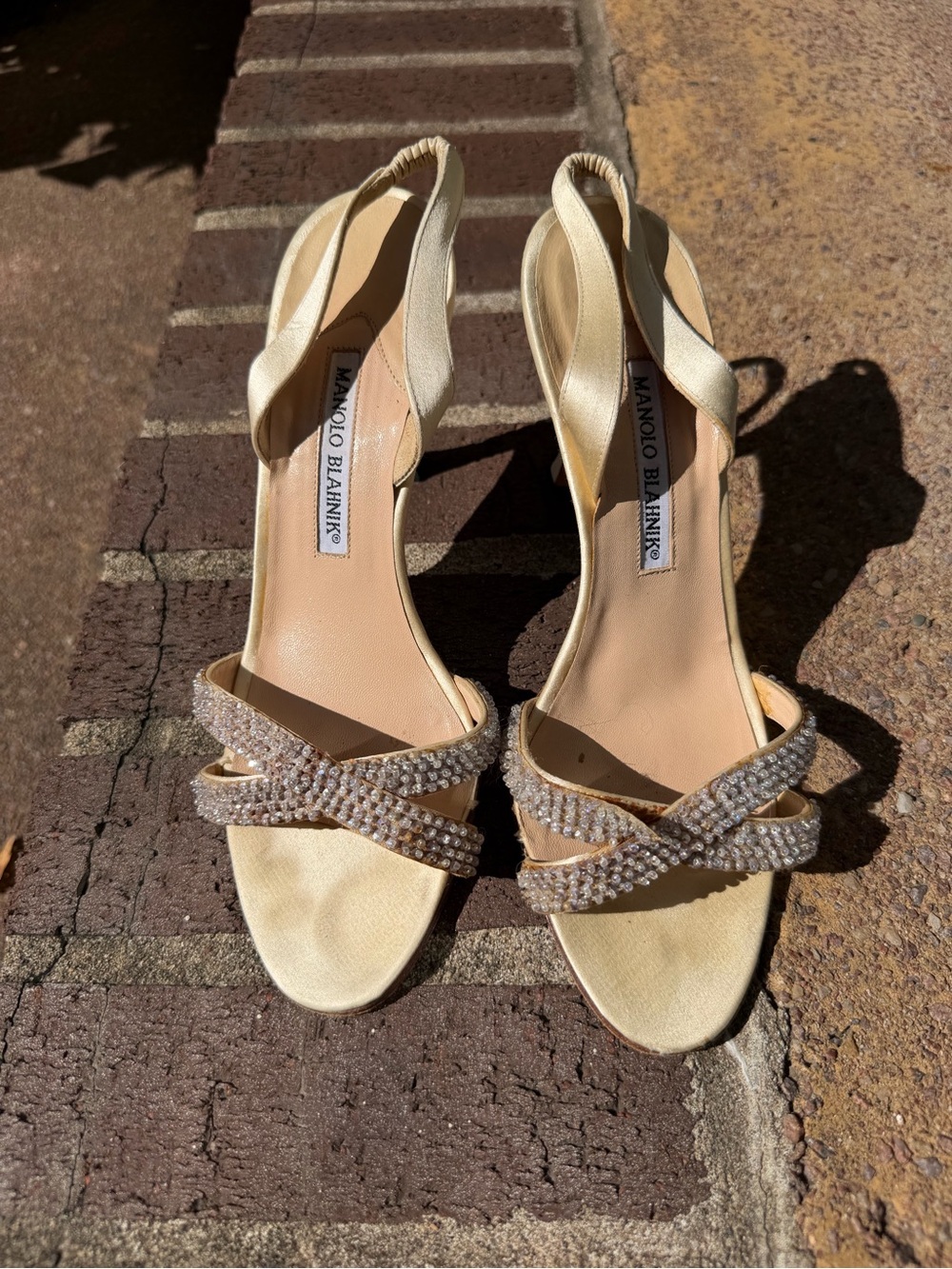 Manolo Blahnik Rhinestone Strappy Heels size 38.5